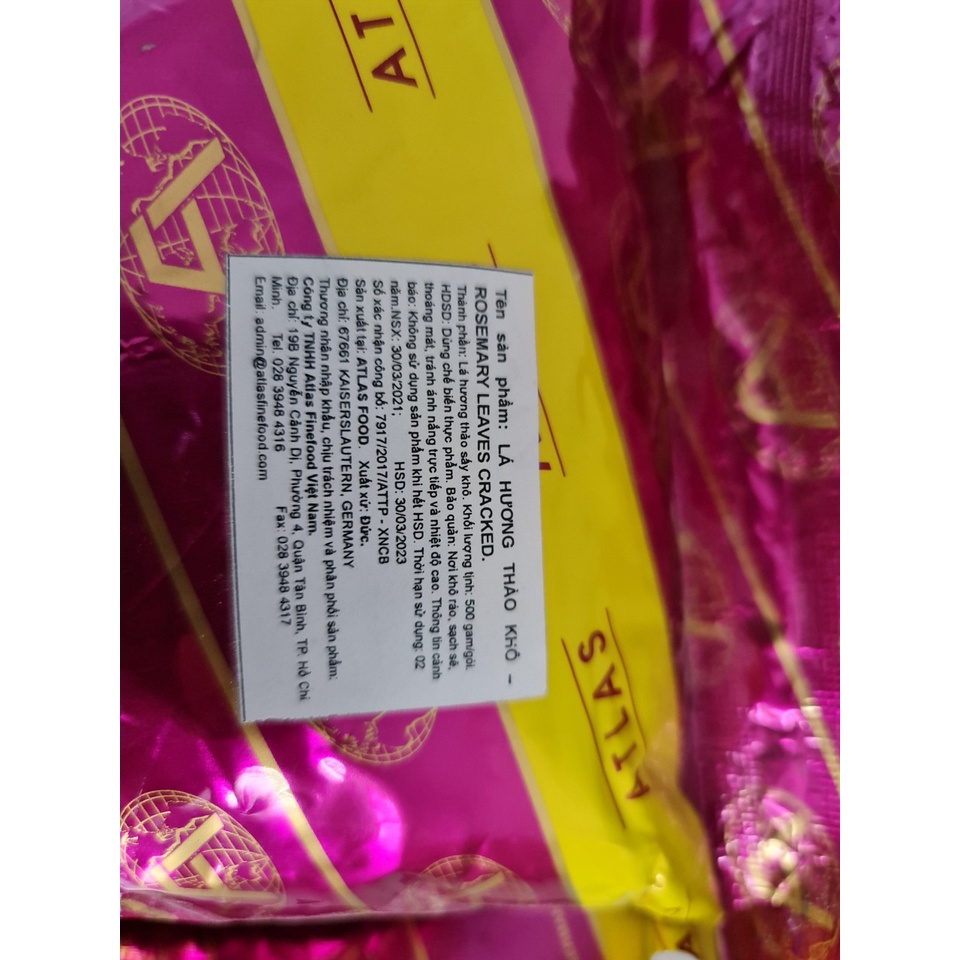 [Gói 500g] LÁ HƯƠNG THẢO KHÔ NGHIỀN [Germany] ATLAS Rosemary Leaves (als-hk)