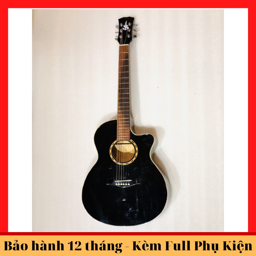 Đàn guitar acoustic ESAC18 gỗ thịt, màu đen, có ty