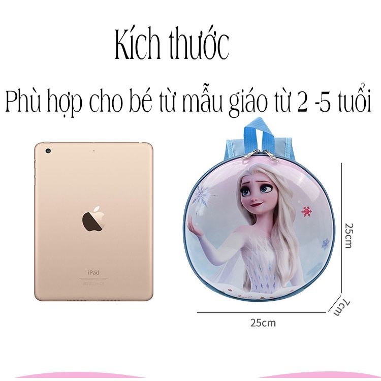 Balo túi dạng trứng in 3D hình thú nhân vật hoạt hình Công chúa elsa sofia ngộ nghĩnh cho bé đi nhà trẻ mầm non mẫu giáo