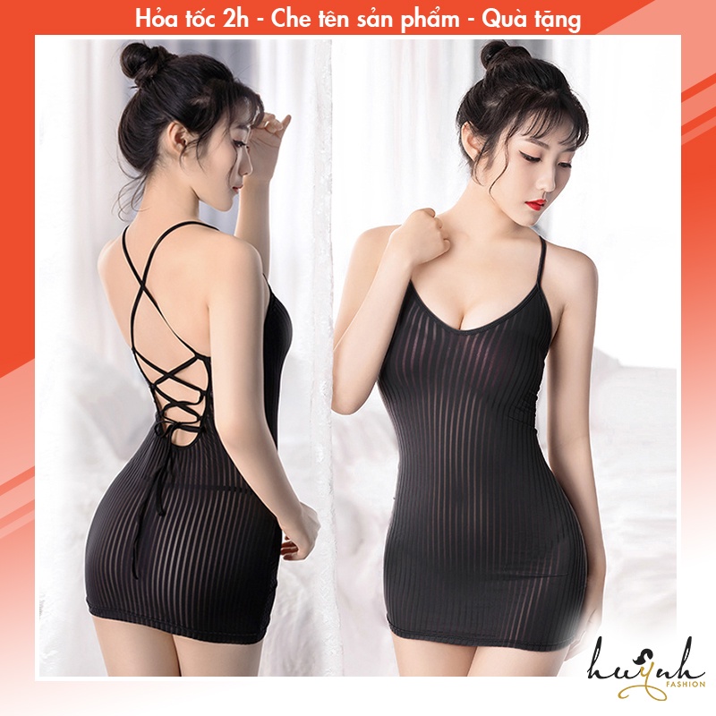Váy Ngủ Body Ôm Tôn Dáng Sexy Hở Lưng Dây Đan Chéo Gợi Cảm - N80