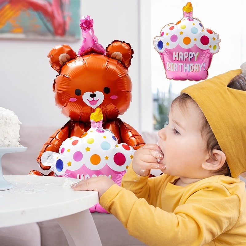 Bong Bóng Lá Nhôm Hình Gấu Hoạt Hình Dễ Thương Dùng Trang Trí Tiệc Sinh Nhật / Tiệc Tùng Cho Bé Gái