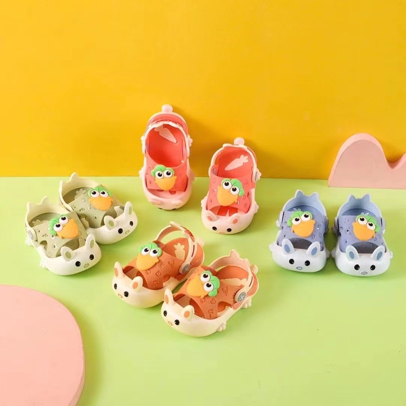 Dép hình thỏ hở mõm có quai cho bé siêu êm siêu mềm có size tập đi