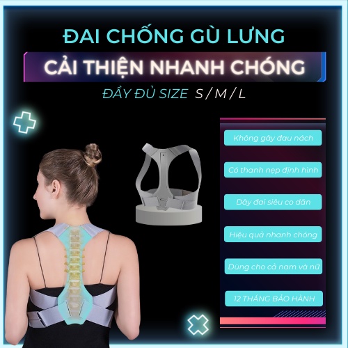 Đai chống gù lưng cho nữ, mở rộng vai ngực tạo dáng đẹp với thanh nẹp định hình