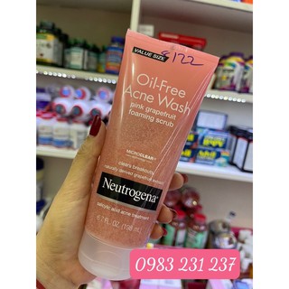 Sữa rửa mặt  Neutrogena Oil Free Acne Wash Pink Grapefruit Foaming Scrub (124ml/198ml)