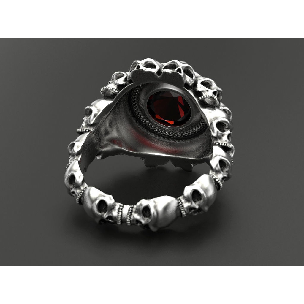 Nhẫn ZANZEA mạ bạc 925 hình đầu lâu đính đá thời trang