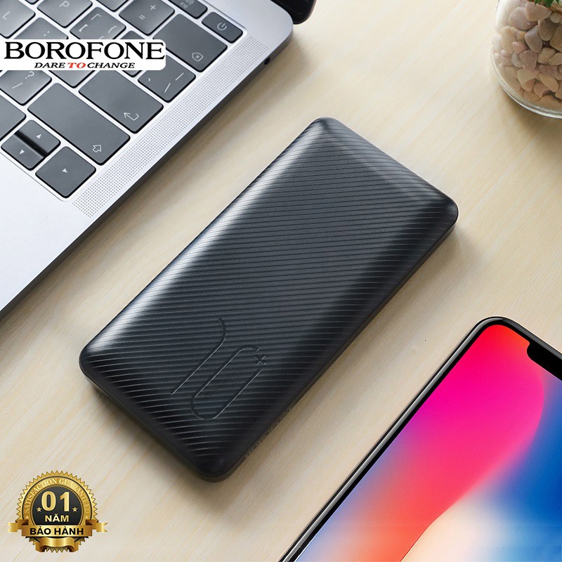 Pin sạc dự phòng 10000mAh Borofone BT28 đèn báo pin, 2 cổng ra, tích điện