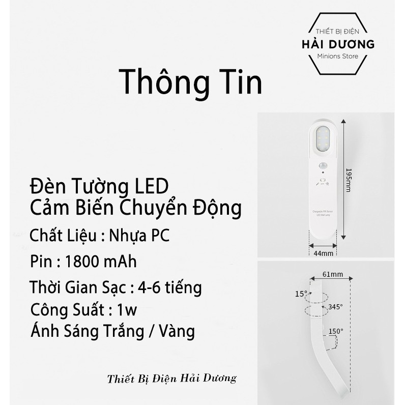 Đèn LED Cảm Biến Chuyển Động Thông Minh Dán Tường Dán Tủ Tháo Rời Di Động Pin Sạc Tích Điện Dễ Dàng DT-3291 - Có Video
