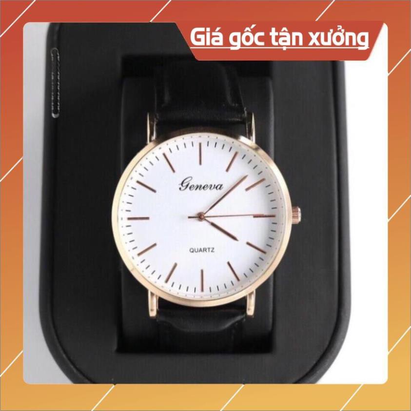 Rẻ Nhất Shopee Đồng Hồ Nữ Dây Da Cao Cấp Geneva Platinum Khung Thép Không Gỉ Mạ Vàng Ánh Kim Tinh Xảo