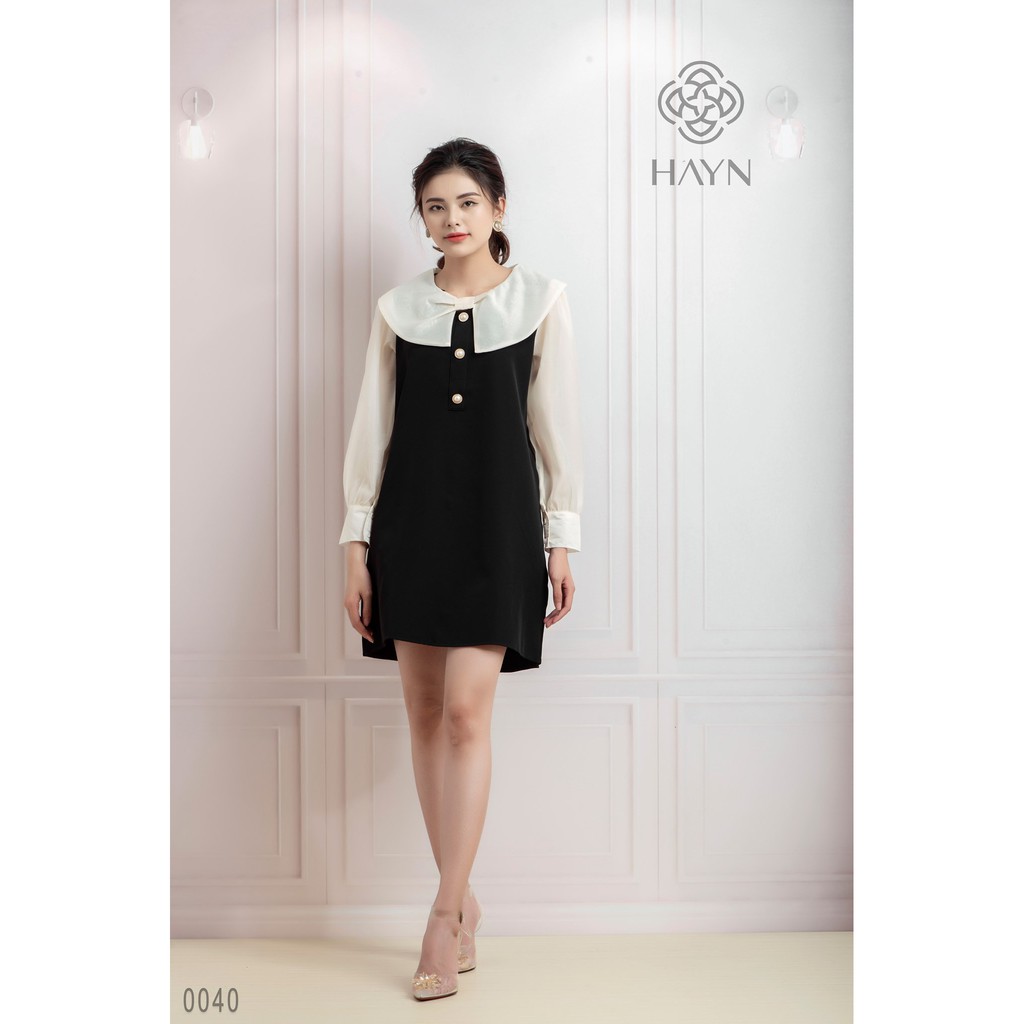 Đầm Đen Phối Tay Voan Nude