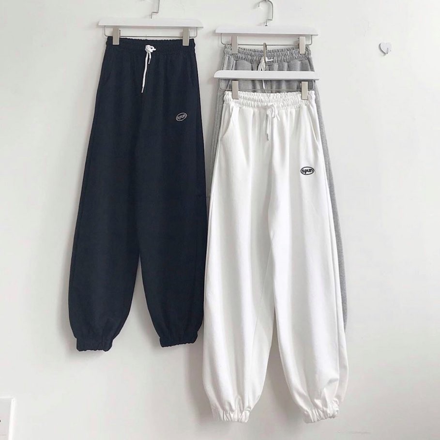 Quần Jogger Nữ SPUN Ulzzang Thun Nỉ - Kiểu quần ống rộng nữ thể thao bo gấu cạp cao nhiều màu Leevin Store | WebRaoVat - webraovat.net.vn