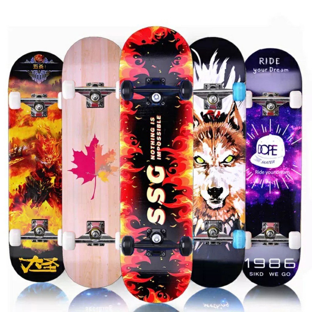 Ván Trượt Skateboard Mặt Nhám Gobos Khung Hợp Kim, Bánh Cao Su Phát Sáng Siêu Bền