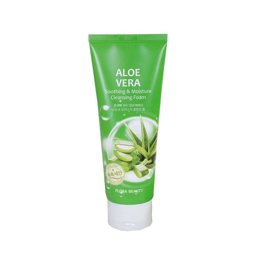 Sữa rửa mặt Nha Đam Flora Beauty Aloe Vera Soothing & Moisture Cleansing Foam