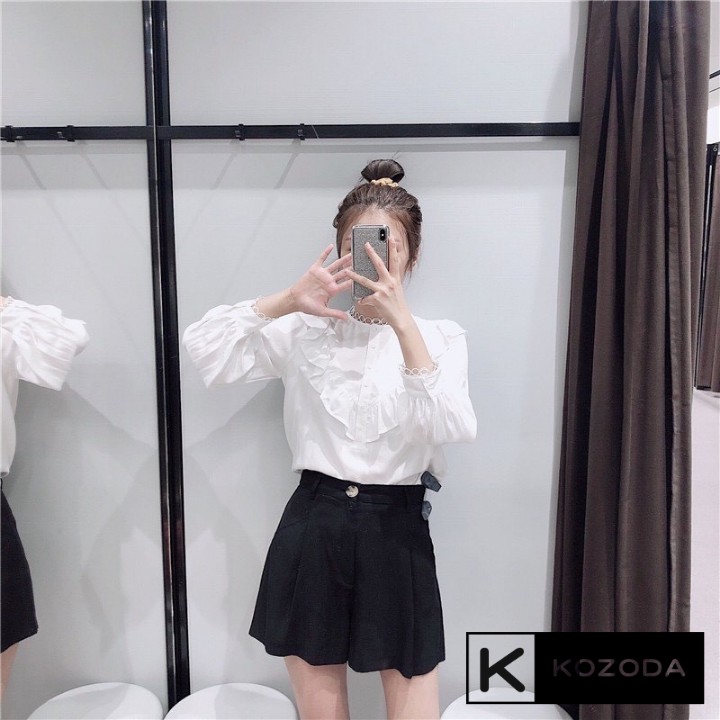 Áo Sơ Mi Kiểu Nữ Màu Trắng đẹp dài tay phong cách ulzzang vintage hàn quốc cao cấp họa tiết ren kozoda SM11a | BigBuy360 - bigbuy360.vn