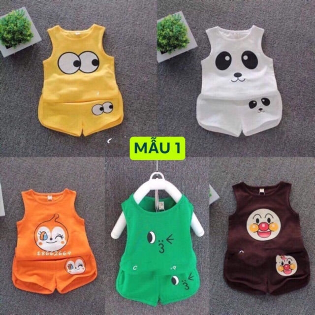 Combo 5 bộ ba lỗ cotton 2 chiều cho bé