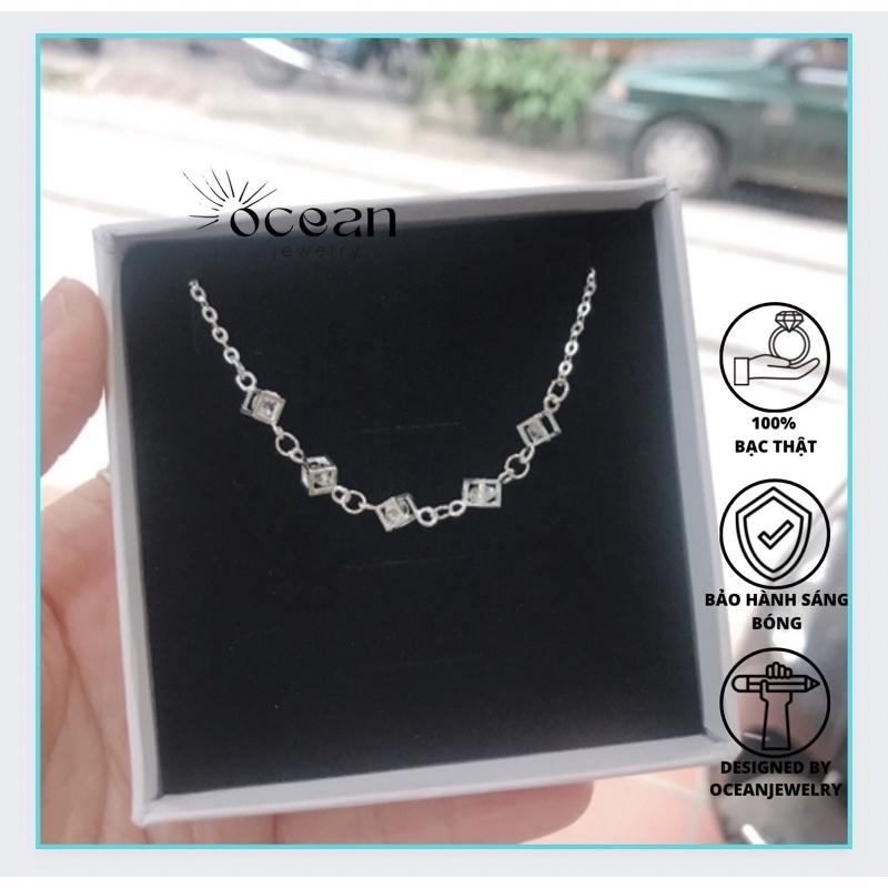 lắc tay bạc nữ 💓HOT DEALS💓 vòng tay bạc nữ,lắc tay xích nữ, bạc ta thiết kế ô vuông đá trắng- OCEANJEWERLY | BigBuy360 - bigbuy360.vn