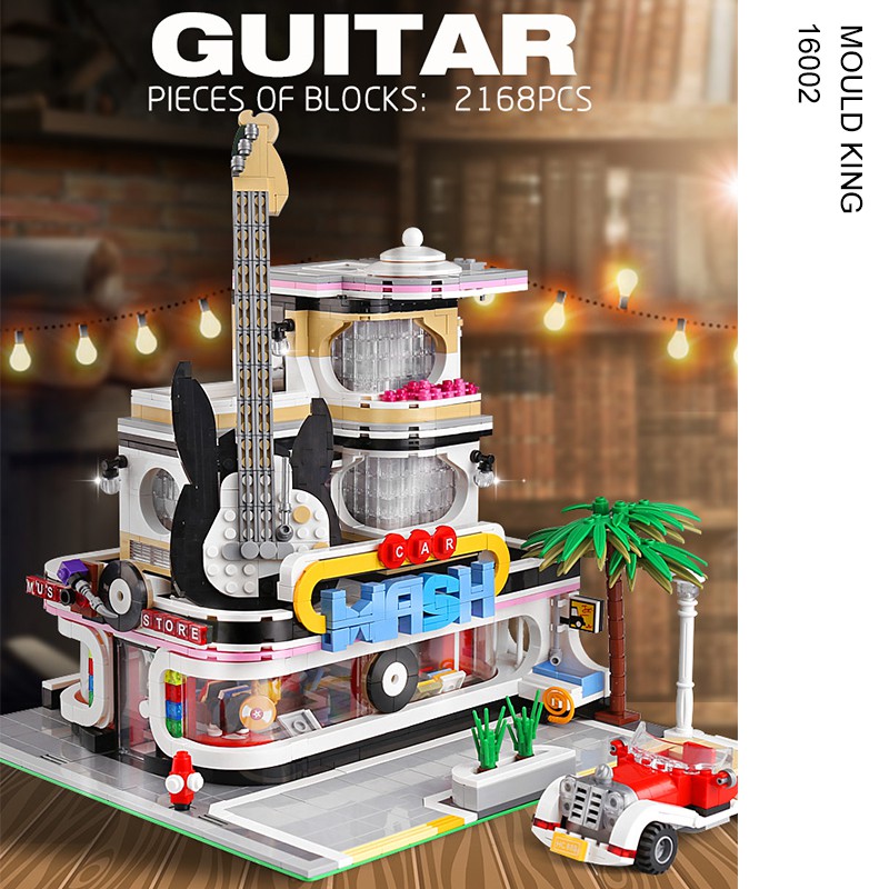 mô hình Mould king (CÓ SẴN)  Aovatown Guitar Shop đồ chơi giáo dục Nhà guitar Có đèn