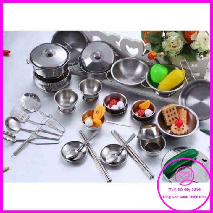 Bộ đồ chơi nấu ăn bằng inox 40 món cho bé kèm ảnh thật video