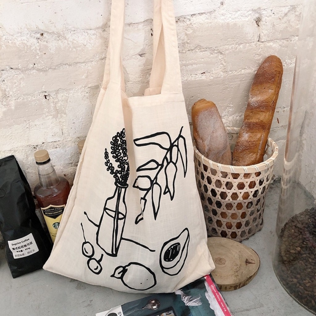 Túi tote vải bố đựng đồ canvas đeo chéo Hazin phong cách Hàn Quốc,tote thời trang đeo chéo,vải canvas loại tốt HZ 47