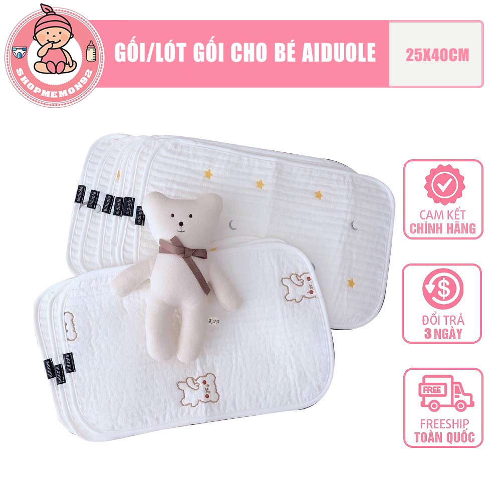 Gối / Lót gối cho bé Aiduole thêu cao cấp xuất Hàn 40*25cm