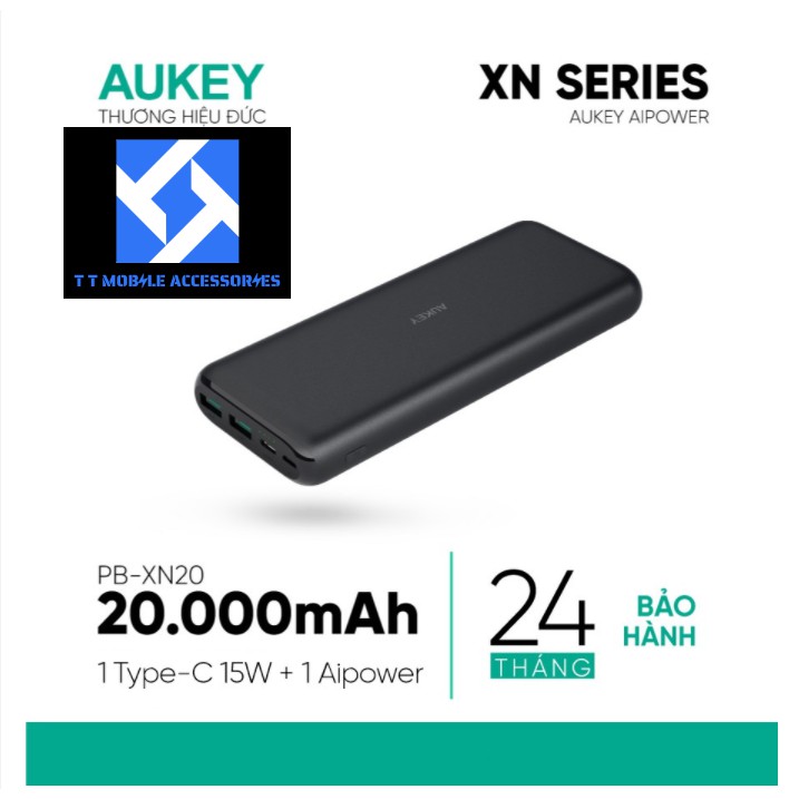 Pin sạc dự phòng Aukey PB-XN20 20.000 mAh, chính hãng Aukey VIETNAM, hàng mới 100%, Bảo hành 1 đổi 1 trong 24 tháng