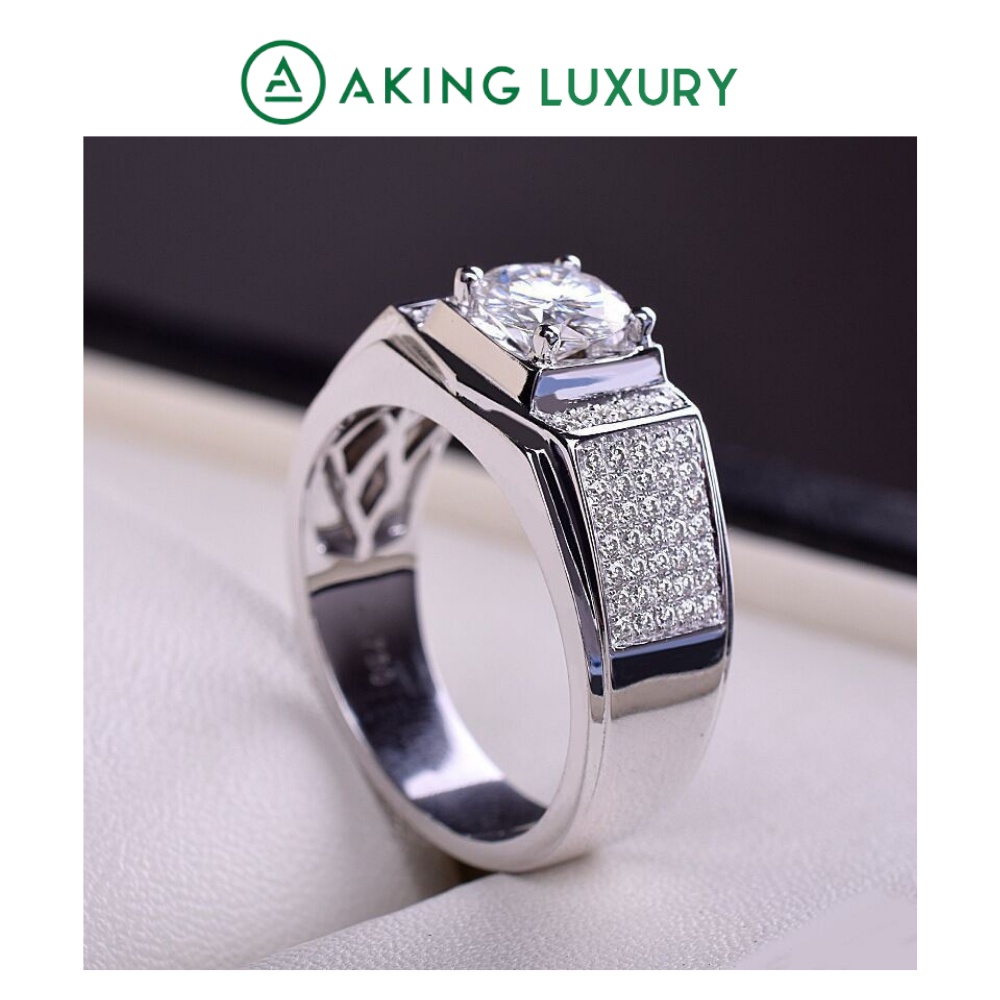 Nhẫn bạc nam AKING LUXURY AK28 cao cấp đính đá sang trọng, lịch lãm. Bộ sưu tập mới nhất 2022