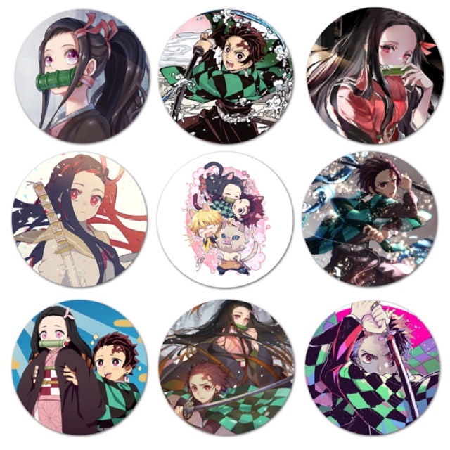 Huy hiệu anime kimetsu no Yaiba sét 5 cái khác nhau