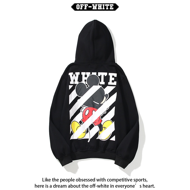 Áo hoodie Off-White lót nhung Plus Size thời trang năng động