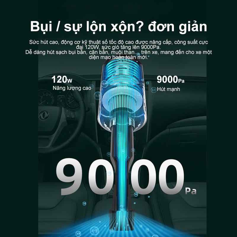 [Mã LIFE1003NW giảm 10% đơn 200K] Máy Hút Bụi Cầm Tay Không Dây Sạc Pin Siêu Khỏe 120W