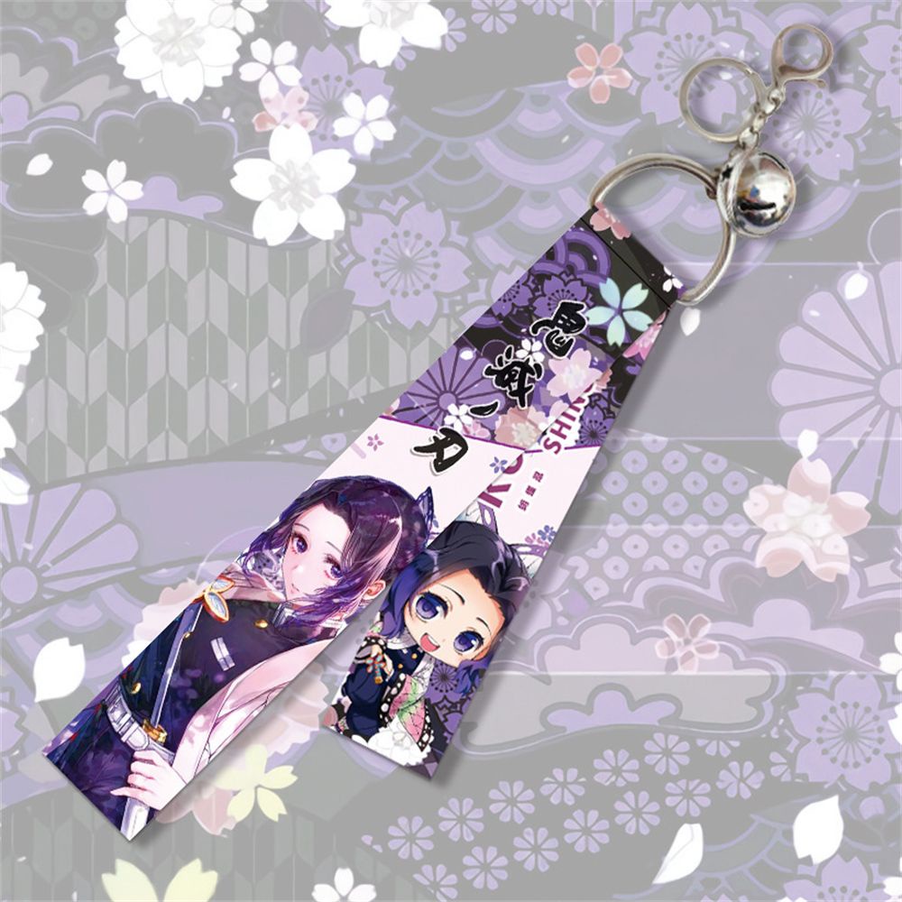 [Ready Stock] Demon Slayer Blade Tanjiro Nezuko Backpack Ornament Double-sided Ribbon Keychain