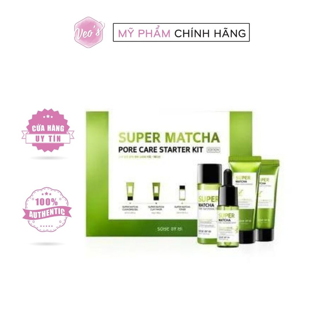 Bộ kit dưỡng da thu nhỏ lỗ chân lông kiềm dầu Some by mi Super Matcha Pore Care Starter Kit