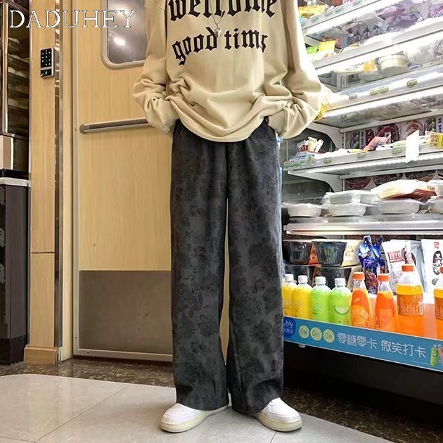 DaDuHey Men's Autumn Loose Korean Style Trendy All-Matching Straight Pants Trendy Trendy Full Printed Sports Casual Pants