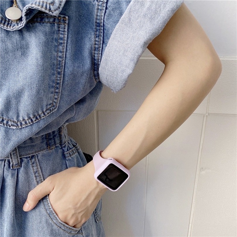 Dây silicone Trong Suốt Đeo Đồng Hồ Thông Minh Apple Watch 7 6 SE 5 4 3 2 1 40mm 44mm 42MM 41MM 45MM