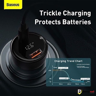 Baseus -BaseusMall VN Tẩu sạc công suất cao 100W Superme Digital Display PPS Dual Quick Charger Car Charger