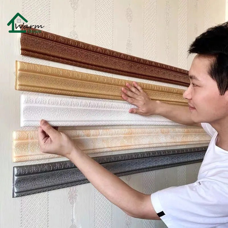 2.3m Xốp dán tường Hình nền 3D Tường Đường viền Tường Sticker Chống thấm Nước PE Foam Tự dính Tạo mẫu Trang trí Tường Ốp chân tường Linh hoạt Khuôn trần Hình nền Đường viền Tường Đường viền Trang trí Tường Tấm nền