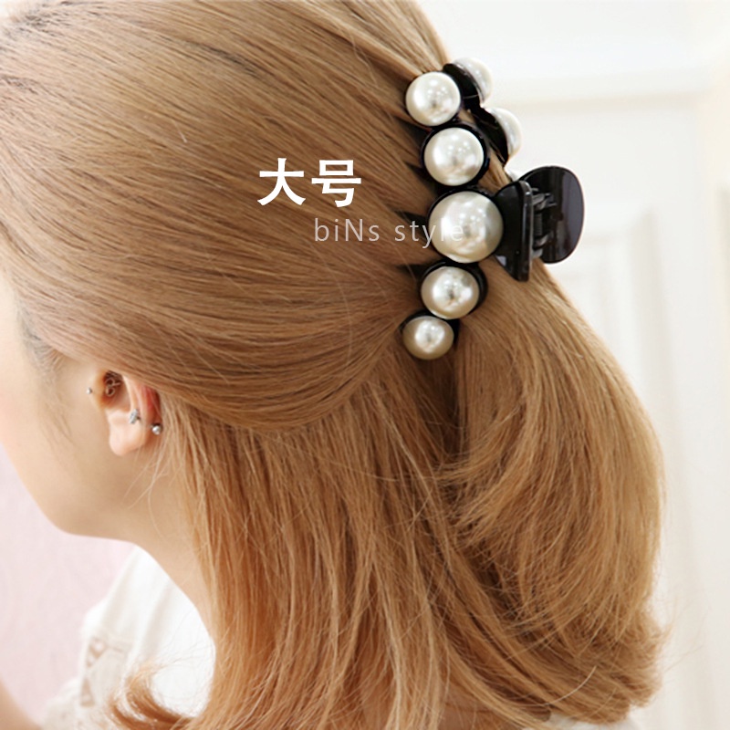 Kẹp Tóc Càng Cua Acrylic Đính Ngọc Trai Thời Trang Cho Nữ