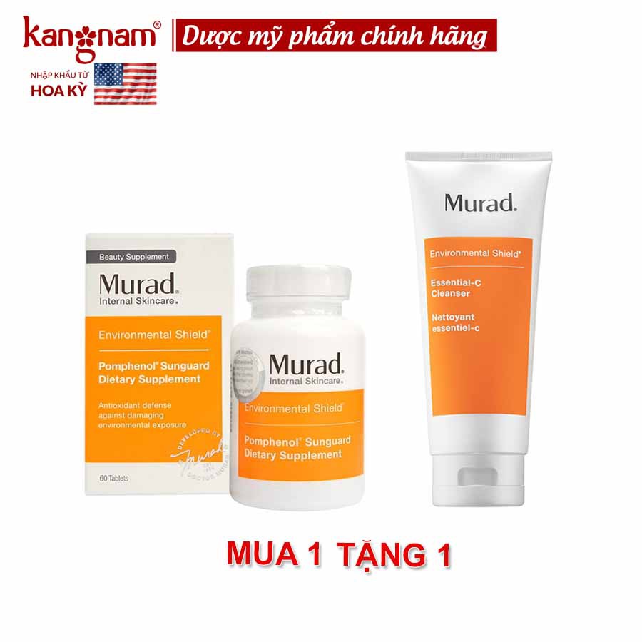 [Mã FMCGM100 - 12% đơn 500k] MUA Viên Uống Chống Nắng Murad 60 Viên TẶNG Sữa Rửa Mặt C Murad 
