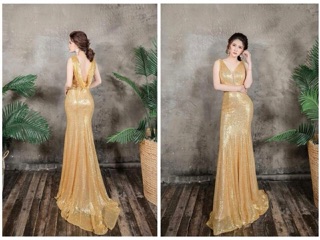 Đầm dạ hội kim sa đuôi cá cao cấp