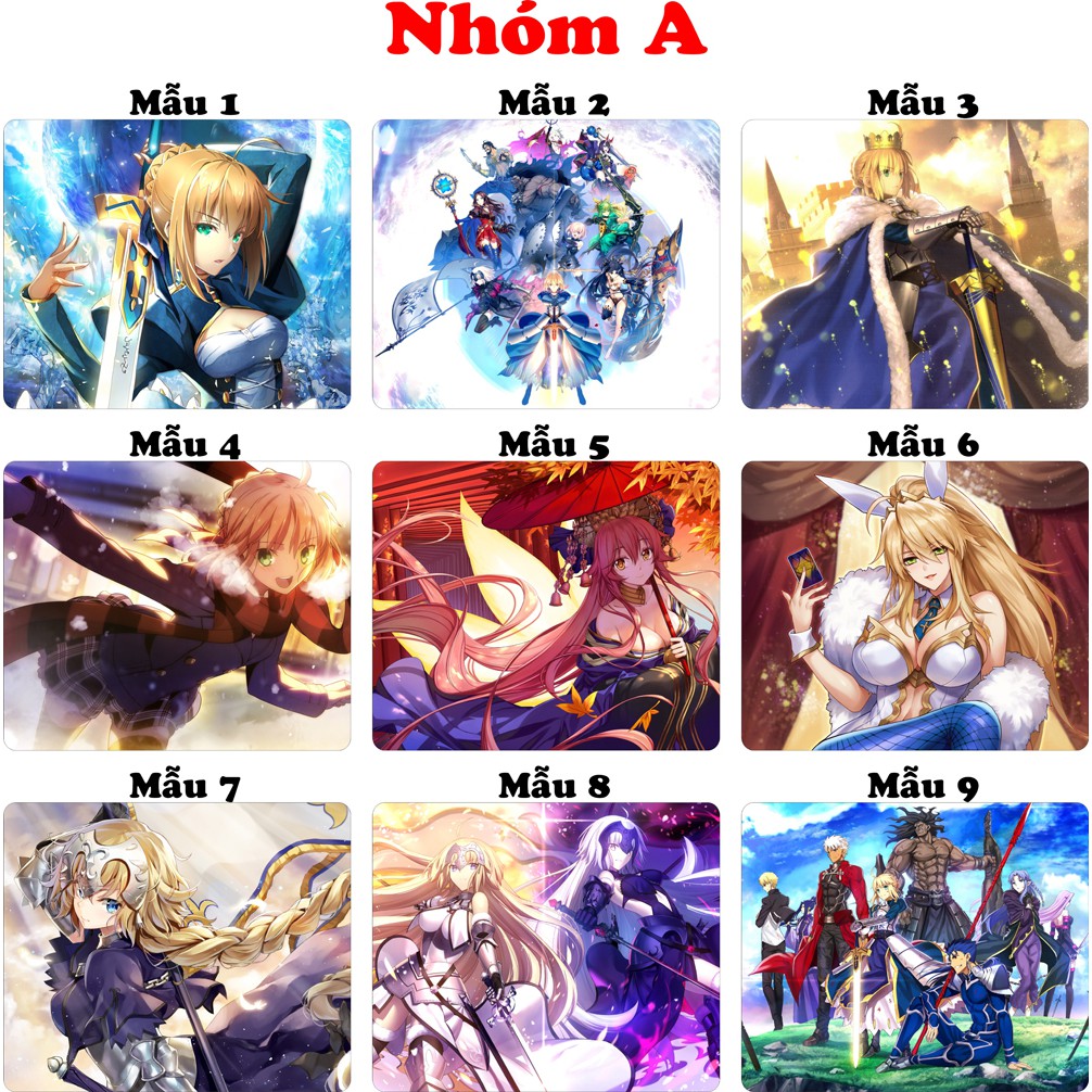 &lt;27 mẫu&gt;Lót chuột máy tính Anime Fate Grand Order cỡ bàn di chuột lớn 20x24cm chất liệu mouse pad cao su