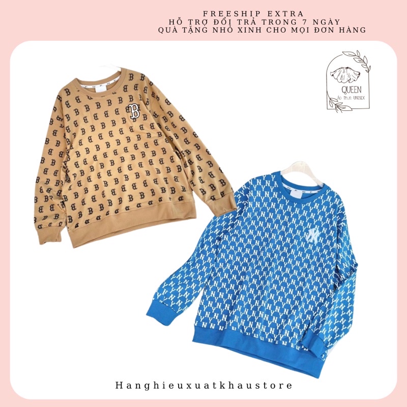 Ml.b Áo Nỉ Cổ Tròn Form Rộng In Họa Tiết Monigram Ny 100% Phong Cách thểthao Cho Nam Nữ