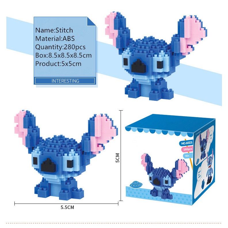 Bộ đồ chơi xếp hình stitch nhỏ kèm hộp đựng tiện lợi chất lượng