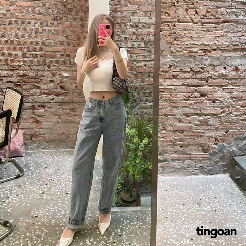 TINGOAN® - Quần cullotes bò xanh tingoan DUA LIPA JEANS/LB
