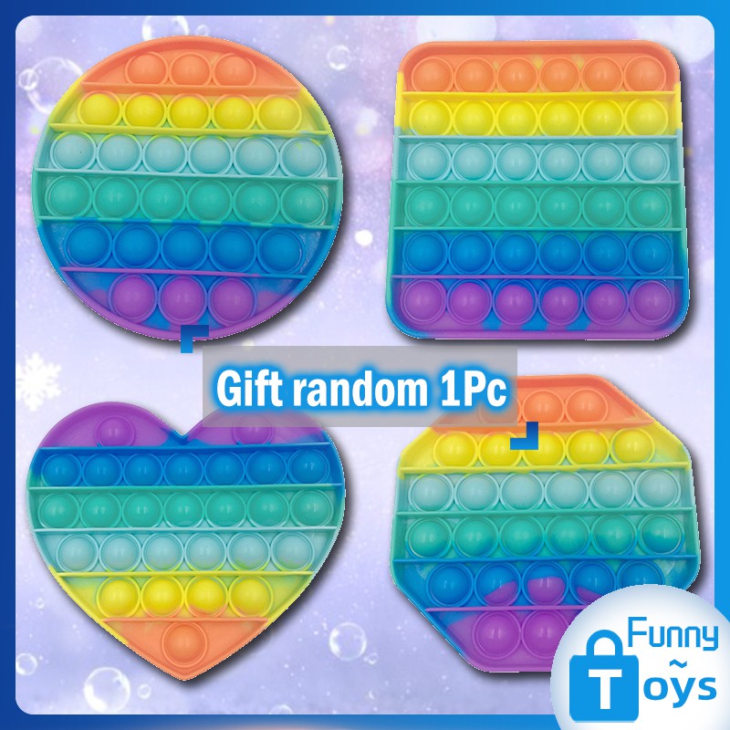 【Vận chuyển nhanh】Pop It Tiktok Push Pop Fidget Toy Rainbow Color Finger Pressure Bubble Sensory Toys đồ chơi Bóp bong bóng thư giãn xả stress Đồ Chơi Giảm Căng Thẳng Cho Người Lớn