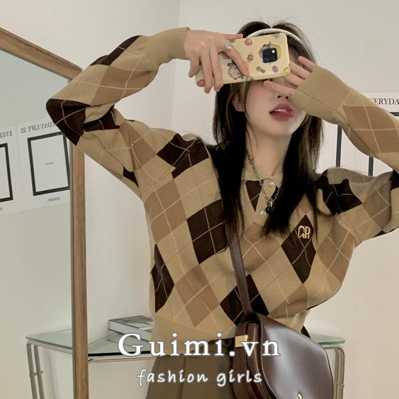 NZN Áo sweater Cổ polo Đính Đá Thời Trang Mới Cho Nữ