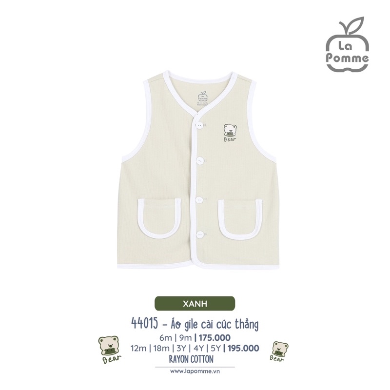 La Pomme áo gile viền màu túi đôi 3m-5y AW2022