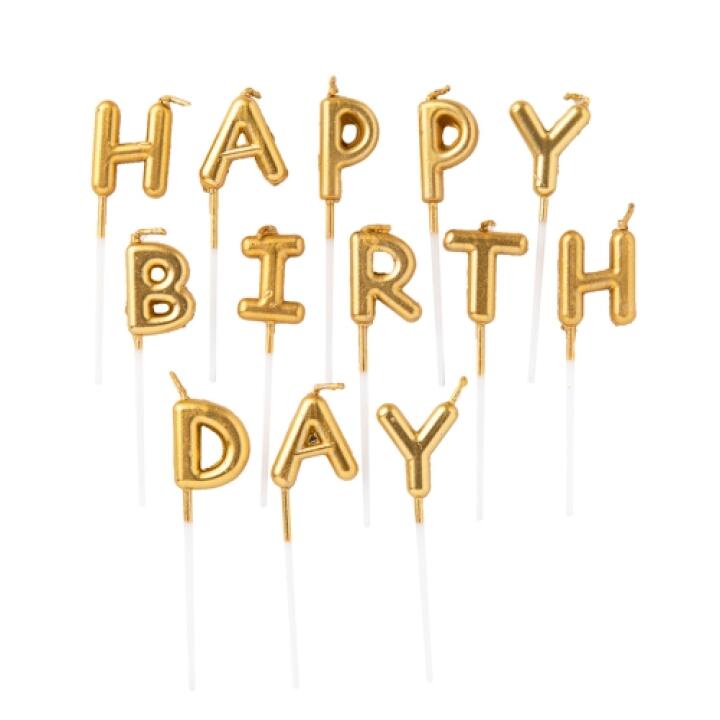 Nến ARTBOX Hàn Quốc Hình Chữ Cái Happy Birthday Màu Vàng Trang Trí Tiệc Sinh Nhật