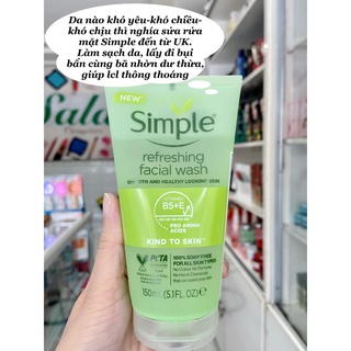 Sữa Rửa Mặt Simple Cho Da Nhạy Cảm Gel Kind To Skin Refreshing Facial Wash Gel (Bestseller)