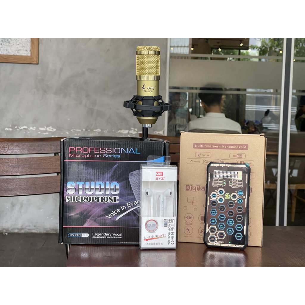 Combo Sound card K9 mobile và Micro BM900 Chơi game, thu âm, livestream, karaoke online, pk