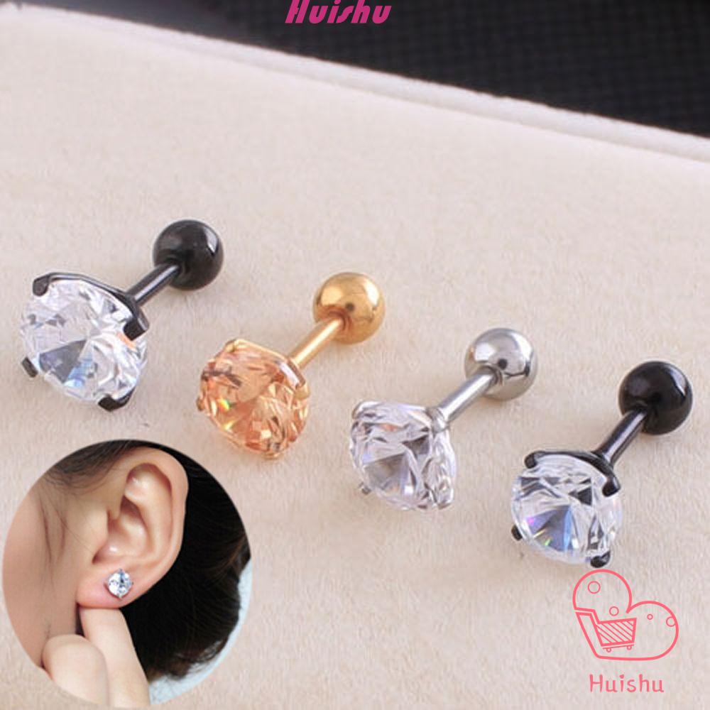 1 Khuyên Tai Thép Titan Đính Đá Zircon Thời Trang