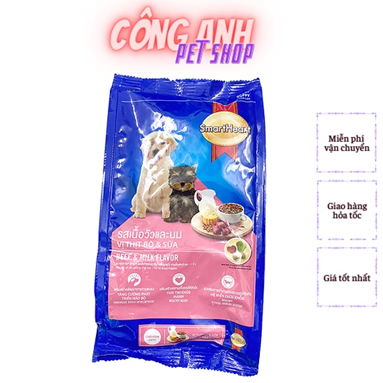 Thức Ăn Cho Chó Con Hạt Smartheart Puppy 400g Vị Bò Và Sữa - Công Anh Pet Shop