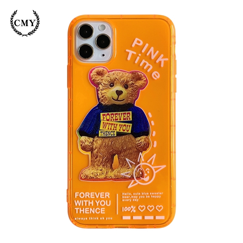 Ốp điện thoại họa tiết hình gấu phối vải lông cho iPhone11/11Pro 11pro Max X XR XS XS MAX 7 8 plus SE | BigBuy360 - bigbuy360.vn